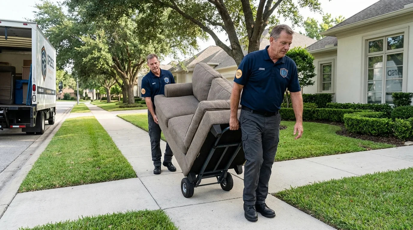 Local residential moving crew loading furniture in Lake Odessa, MI