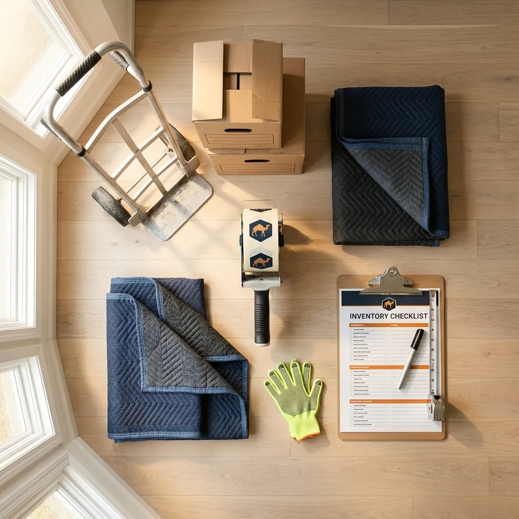 Professional moving supplies and packing materials layout for Lake Odessa residential relocations